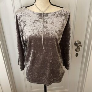 Anthropologie /Curio NWT MauveGray Crushed Velvet Top‎ w/Cut-out Sleeves Size M